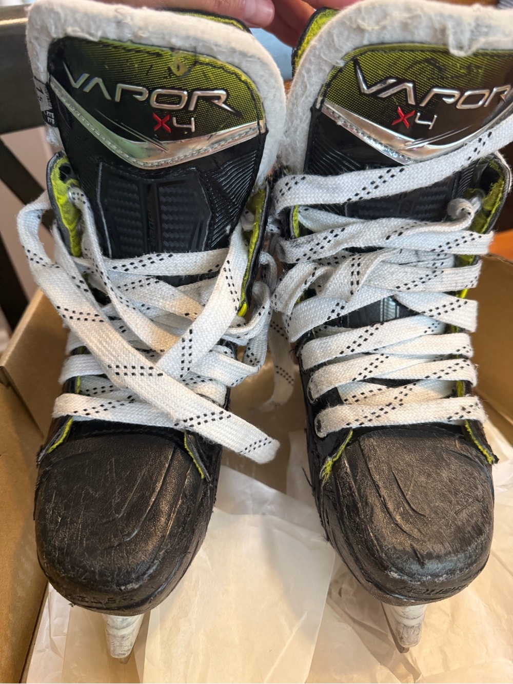 Bauer Vapor X4 Kids Hockey Skates in Black and Lime